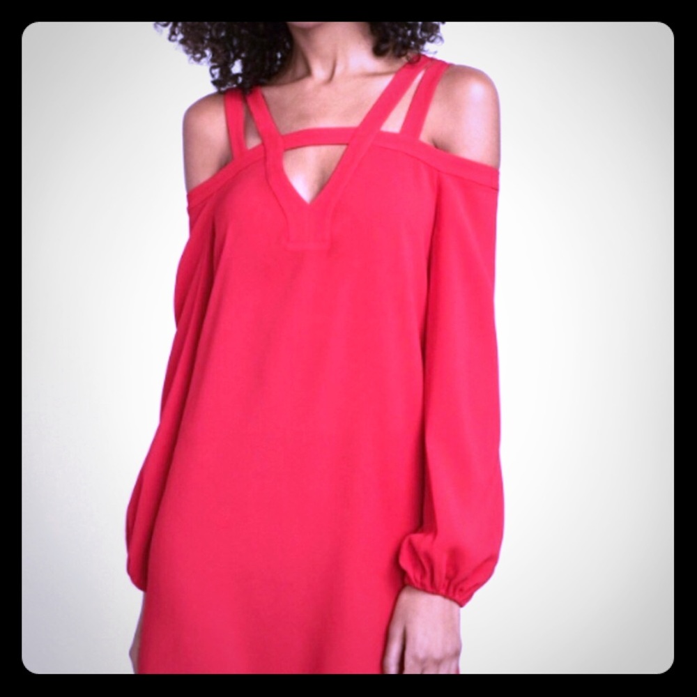 Never worn BCBG cold shoulder, long sleeve mini